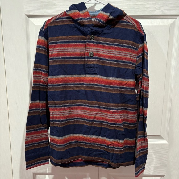 AMERICAN EAGLE Men’s Multicolor Striped Hooded Hoodie Long Sleeve Shirt - size S - Picture 1 of 3